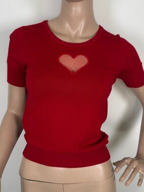 Hell Bunny Red Short Sleeve Top with Heart Cutout